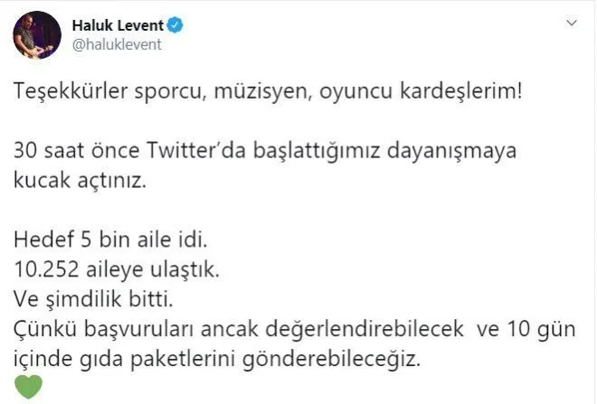 Haluk Levent’in başlattığı kampanyaya ünlülerden destek yağdı! 10 binin üzerinde aileye…