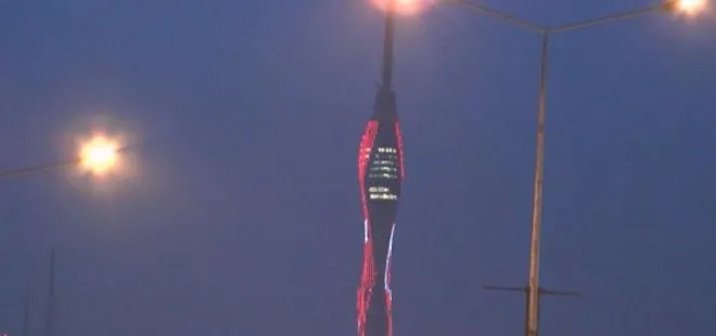 Çamlıca televizyon kulesinde açılış öncesi ışıklar test edildi