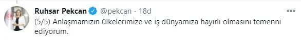 Son dakika: Ticaret Bakanı Ruhsar Pekcan’dan İngiltere ile ticaret anlaşması açıklaması