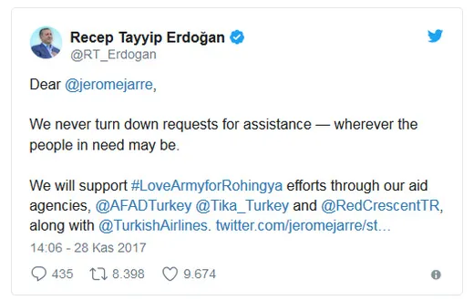 Cumhurbaşkanı Erdoğan'dan "Arakan için Sevgi Ordusu"na destek - 1