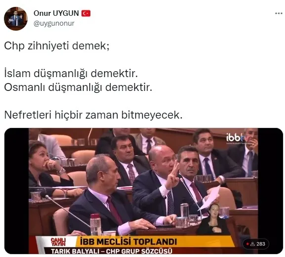 İBB Meclisi’nde CHP Grup Sözcüsü Tarık Balyalı Osmanlı’ya kin kustu! Sultan Vahdettin’e hain dedi