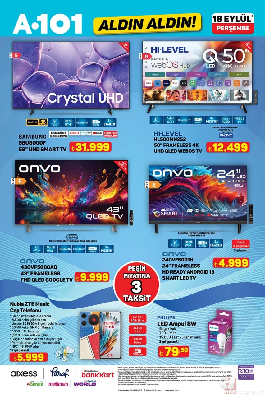 18 Eylül A101 Aldın Aldın kataloğu satışta! Bu hafta A101 indirimlerinde neler var? TV, bisiklet, yağ, tavuk, pirinç 6