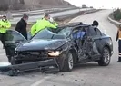 Metrelerce sürüklenen lüks otomobil hurdaya döndü