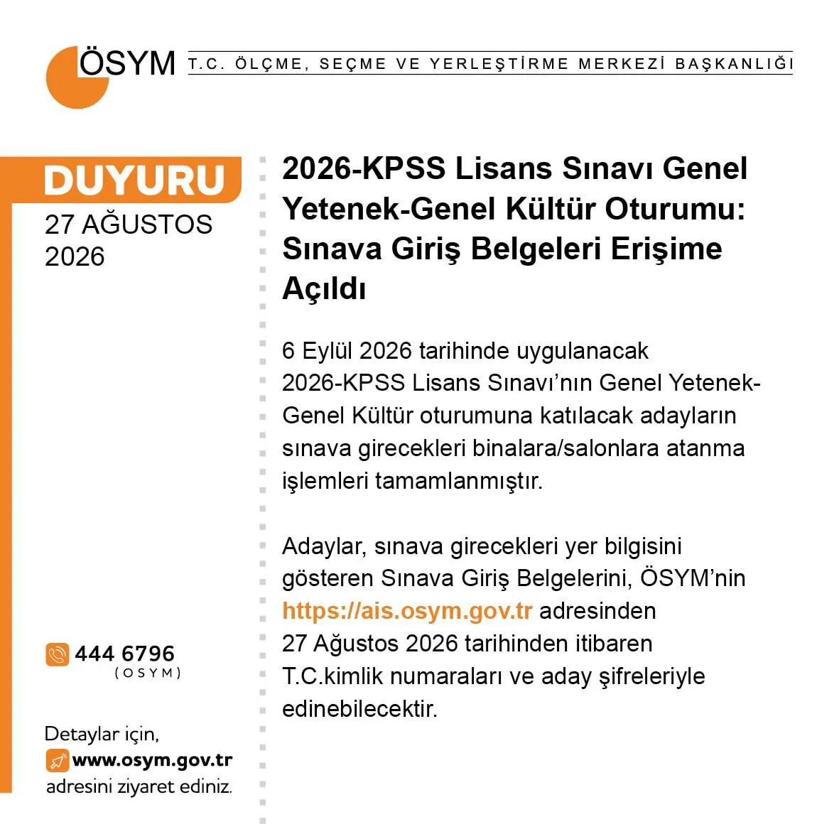 2026 KPSS Lisans sınav yerleri belli oldu! İşte AİS sorgulama ekranı - 1