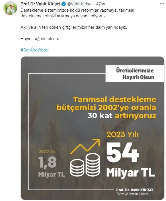 1666294053548.jpg Tarım ve Orman Bakanı Vahit Kirişci: Tarımsal destek oranımızı 30 kat artırıyoruz - 4