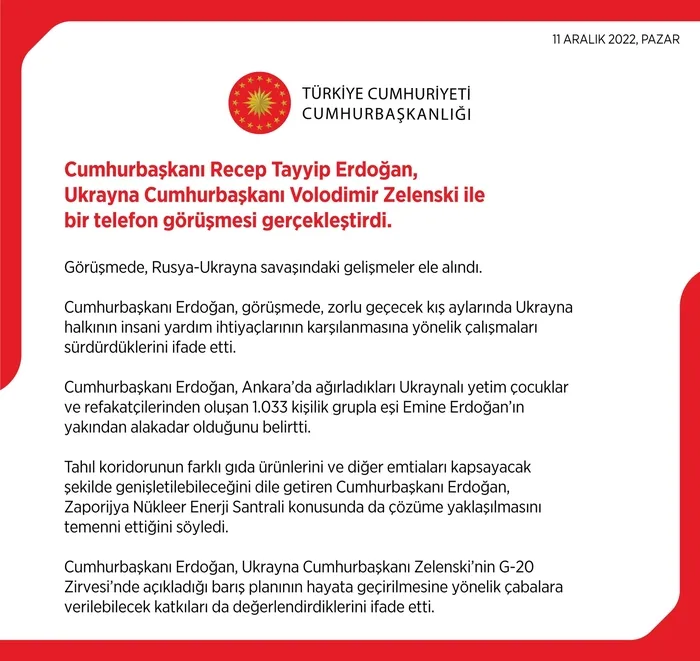 Başkan Erdoğan, Ukrayna Devlet Başkanı Zelenskiy ile görüştü | Yetim çocuklara Türkiye’den şefkat eli