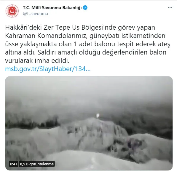 Son dakika | MSB duyurdu! Saldırı balonu vuruldu