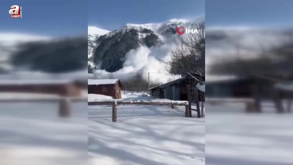 Artvin’de çığ düşme anı kamerada!