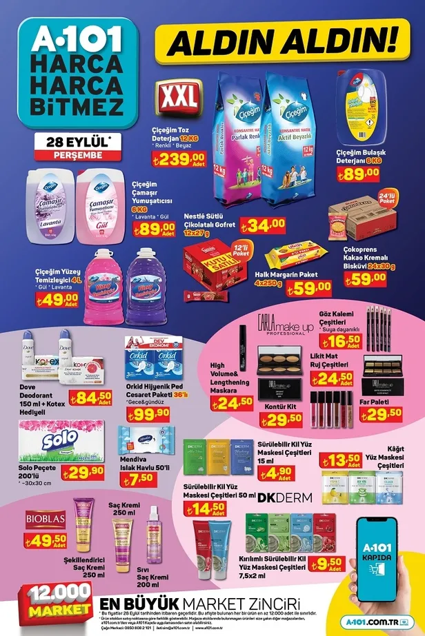 A101 uygun fiyatlı ürünlerini bir katalogda topladı! 192,50 TL’den 1kg tereyağı, 90,50 TL’den 750gr beyaz peynir, 25 TL’den 1,5L ayran, 61 TL’den 5kg un satışa sunuyor - 24