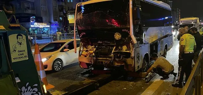 İstanbul’da servis otobüsü ile çekici çarpıştı! Yaralılar var