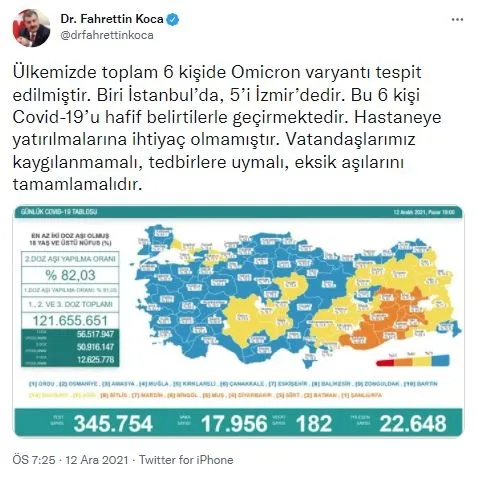 Son dakika: Sağlık Bakanlığı günün koronavirüs tablosunu açıkladı | 12 Aralık Pazar vaka ve vefat sayıları - 4