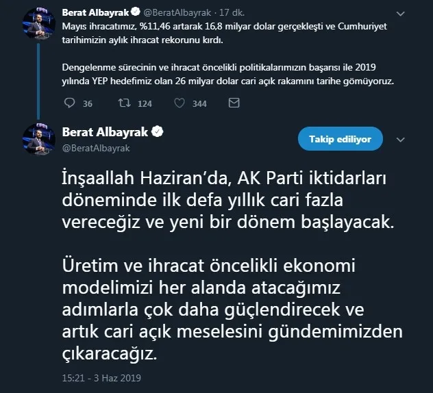 Bakan Albayrak: Mayıs ayında Cumhuriyet tarihinin ihracat rekorunu kırdık