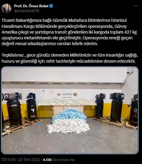 istanbul-havalimaninda-zehir-tacirlerine-darbe-bakan-omer-bolat-duyurdu-427-kilo-metamfetamin-yakalandi-1690007007293.jpeg İstanbul Havalimanı'nda zehir tacirlerine darbe! Bakan Ömer Bolat duyurdu: 427 kilo metamfetamin yakalandı - 1