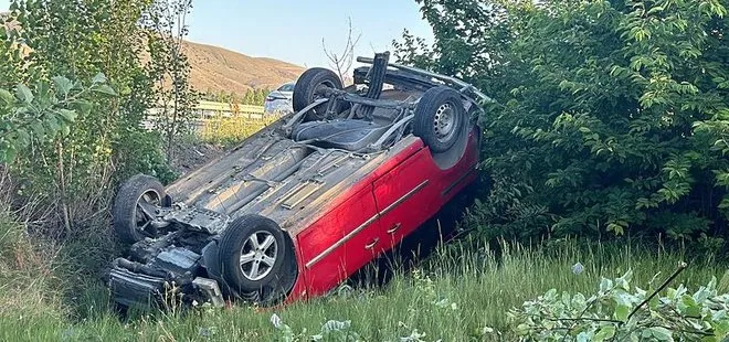 Sivas’ta kontrolden çıkan araç şarampole uçtu takla attı: 1’i ağır, 6 yaralı