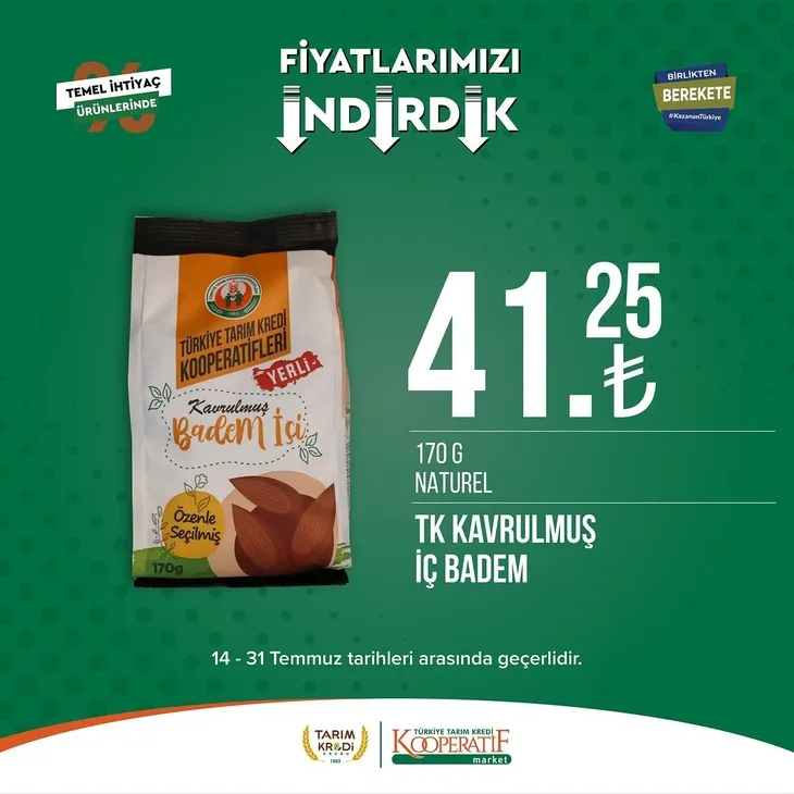 Tarım Kredi Market indirimlerinde son 6 gün! Katalogda yok yok! Çamaşır deterjanı 99.90, Ayçiçek yağı 36.90, Süzme peynir 64.90, zeytin 57.90 TL...