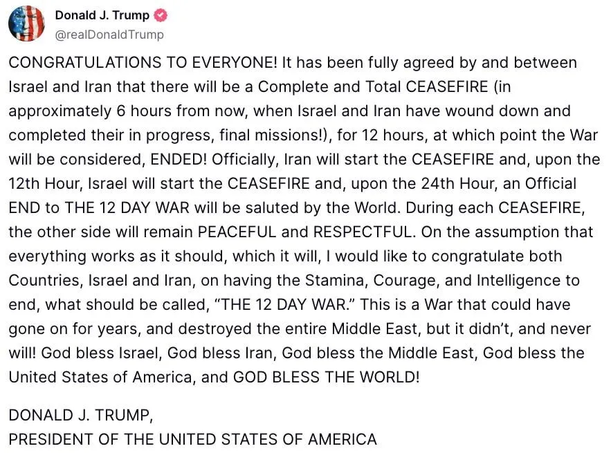 TRUMP’TAN ATEŞKES AÇIKLAMASI