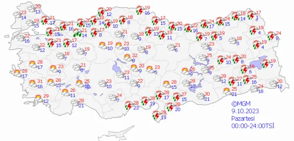 1696779905878.png Kış kapıya dayandı! Sağanak yağış yurda geri dönüyor! Meteoroloji gün vererek uyardı... - 6