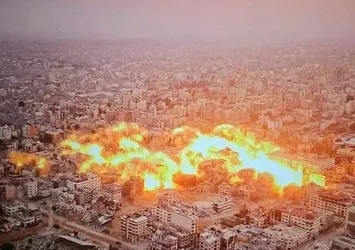 Dünyanın utanç tablosu! Katil İsrail Gazze'nin er-Rimal Mahallesi'ni yok etti