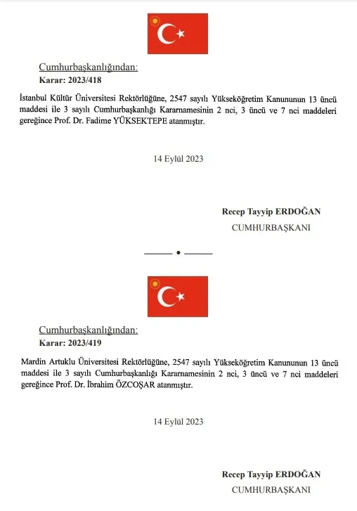Atama kararları Resmi Gazete’de yayımlandı! Üniversiteler ve Diyanet’e yeni görevlendirmeler...