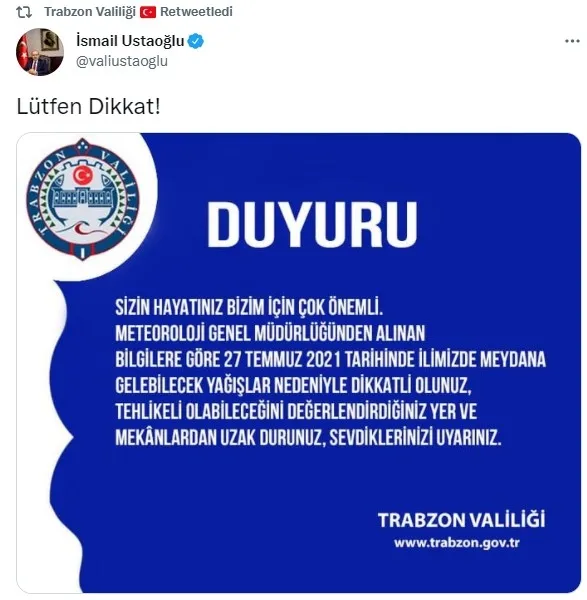 Son dakika | Trabzon Valiliği şiddetli yağışlara karşı uyardı - 1
