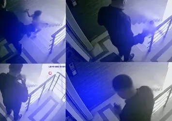 Baba değil canavar! Tekme attığı çocuğu merdivenden yuvarlandı