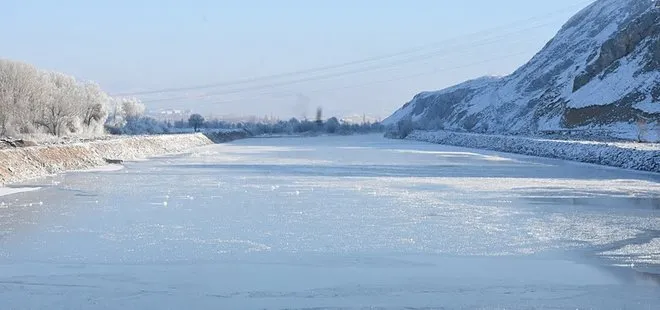 Sivas buz kesti Kızılırmak Nehri dondu