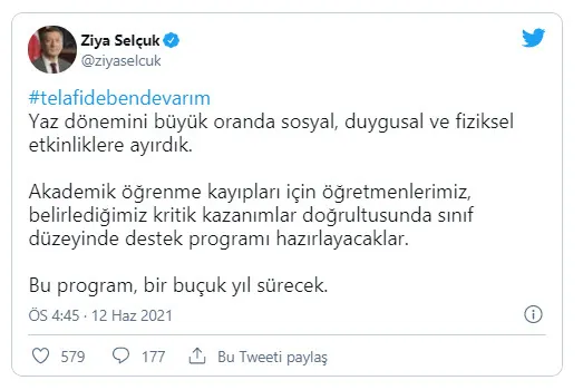 Son dakika: Telafi eğitimi ne zaman ve nasıl olacak? Milli Eğitim Bakanı Ziya Selçuk açıkladı