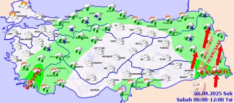 Meteoroloji'den uyarı üstüne uyarı: Sağanak, çöl tozu, kar yağışı... Nisan ortasında buz keseceğiz! 8 Nisan hava durumu 12