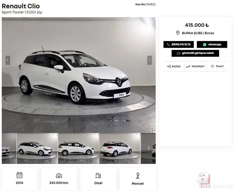 Listede en pahalı ikinci el araç 500 bin TL! Renault 12 ay garanti ile satışa sunuyor! İşte Renault, Peugeot, Fiat, Volkswagen, Hyundai, Opel…. 18