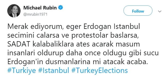 FETÖ destekçisi Michael Rubin’den alçak paylaşım