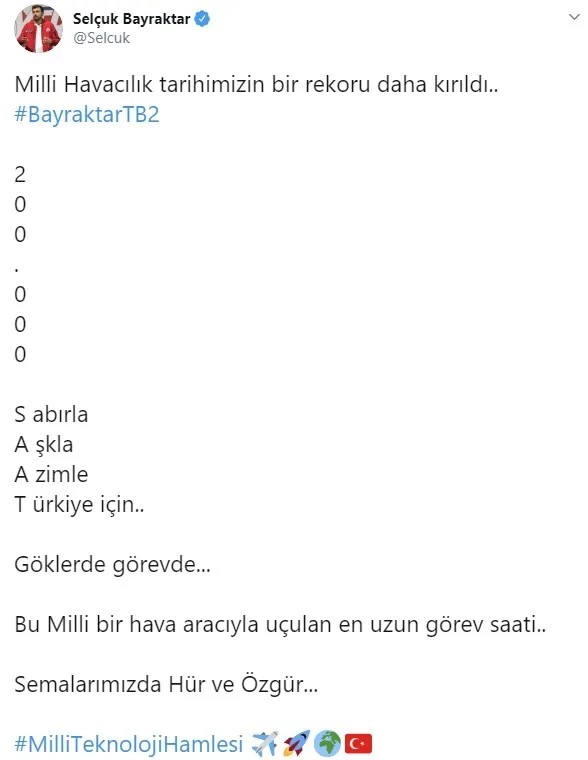 Türk havacılık tarihinde bir rekor daha kırıldı