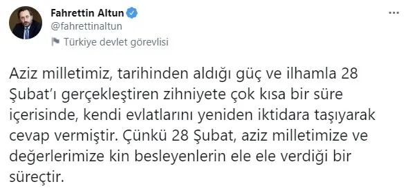 Son dakika: Fahrettin Altun’dan 28 Şubat darbedir açıklaması