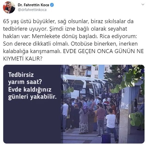 Son dakika: Sağlık Bakanı Fahrettin Koca’dan 65 yaş üstüne uyarı