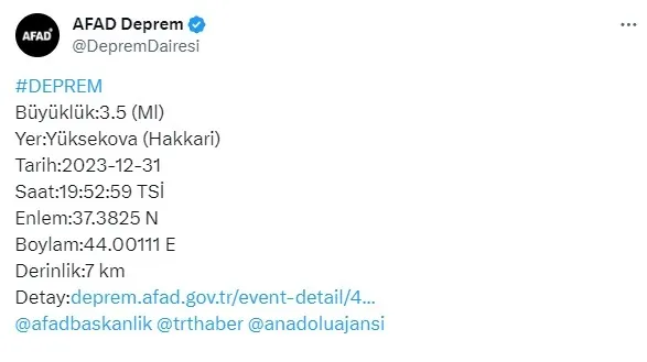 Hakkari’de peş peşe korkutan depremler! AFAD ilk detayları duyurdu