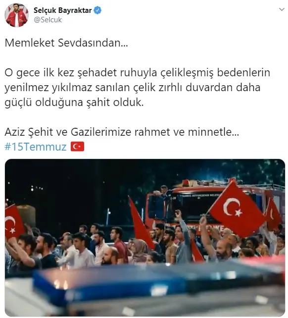 Selçuk Bayraktar'dan duygulandıran 15 Temmuz paylaşımı - 1