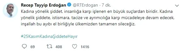 Başkan Erdoğan: Kadına yönelik şiddeti, istismarı, tacizi ve ayrımcılığı ülkemizden tamamen sileceğiz - 1