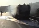 Karayolunu kilitleyen tanker yangını