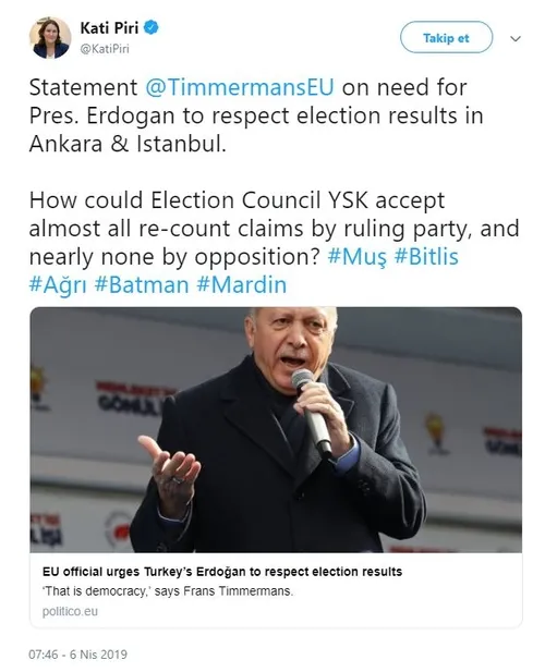 Kati Piri'den seçimlerle ilgili skandal tweet! - 1