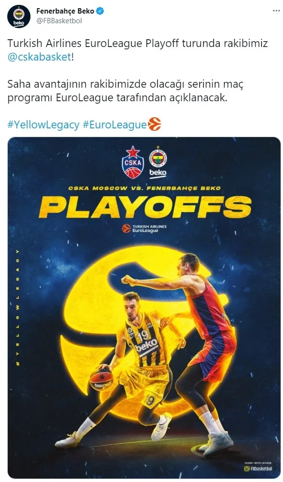 Turkish Airlines EuroLeague Play-off eşleşmeleri belli oldu | Anadolu Efes-Real Madrid | Fenerbahçe Beko- CSKA Moskova