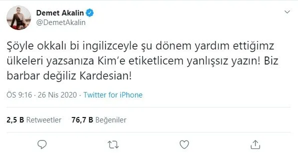 Kim Kardashian’ın sözde Ermeni soykırımı paylaşımına Demet Akalın’dan sert tepki!