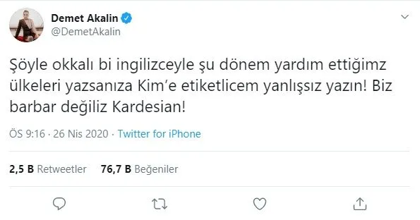 Kim Kardashian'ın sözde Ermeni soykırımı paylaşımına Demet Akalın'dan sert tepki!