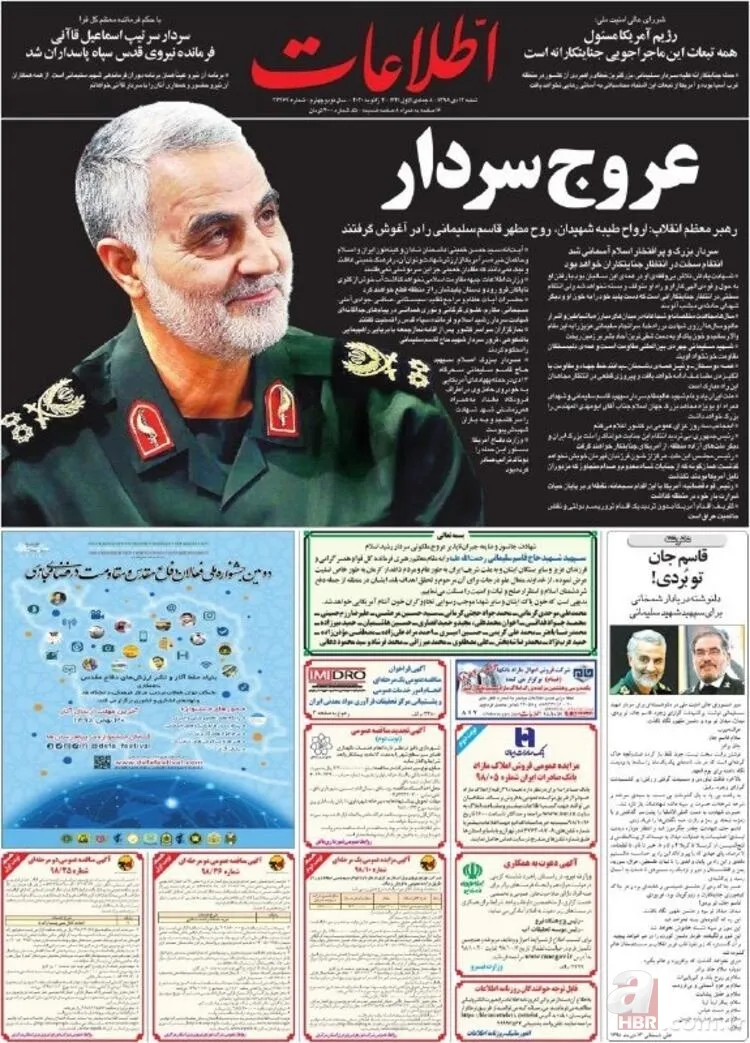 Kasım Süleymani suikastının ardından İran gazeteleri bu manşetlerle çıktı! 13