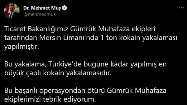 Son dakika: Mersin Limanı’nda 1 ton kokain ele geçirildi