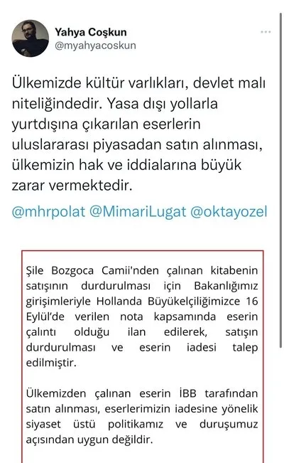 CHP’li İBB’den büyük skandal! Türkiye’yi zor duruma sokmak için çalınan kitabeyi satın aldı