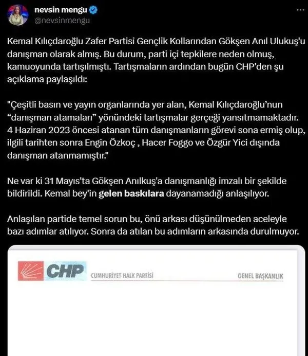 1688800147854.jpeg CHP'den danışman kaosu! Gökşen Anıl Ulukuş Kemal Kılıçdaroğlu'nu yine bombaladı! Aralarındaki konuşmayı ifşa etti - 9