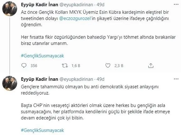 CHP'den gençlik düşmanlığı! AK Parti Gençlik Kolları MKYK Üyesi Esin Kübra hakkında suç duyurusu - 1