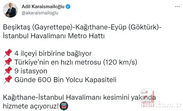 Beşiktaş-Kağıthane-Eyüp-İstanbul Havalimanı Metro Hattı hakkında müjde! İşte İstanbul Havalimanı metro durakları
