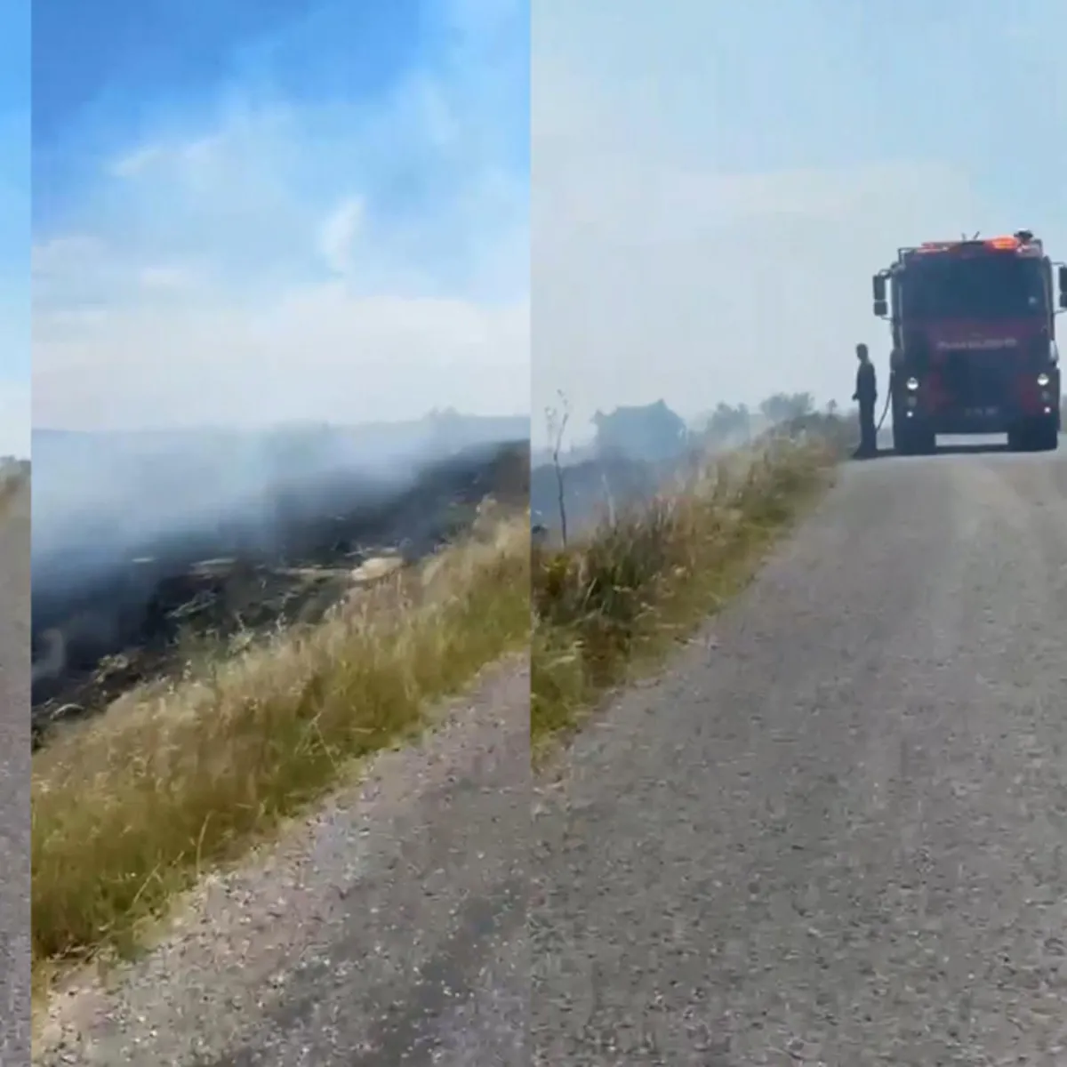 Edirne İpsala'da mera yangını ekipleri alarma geçi