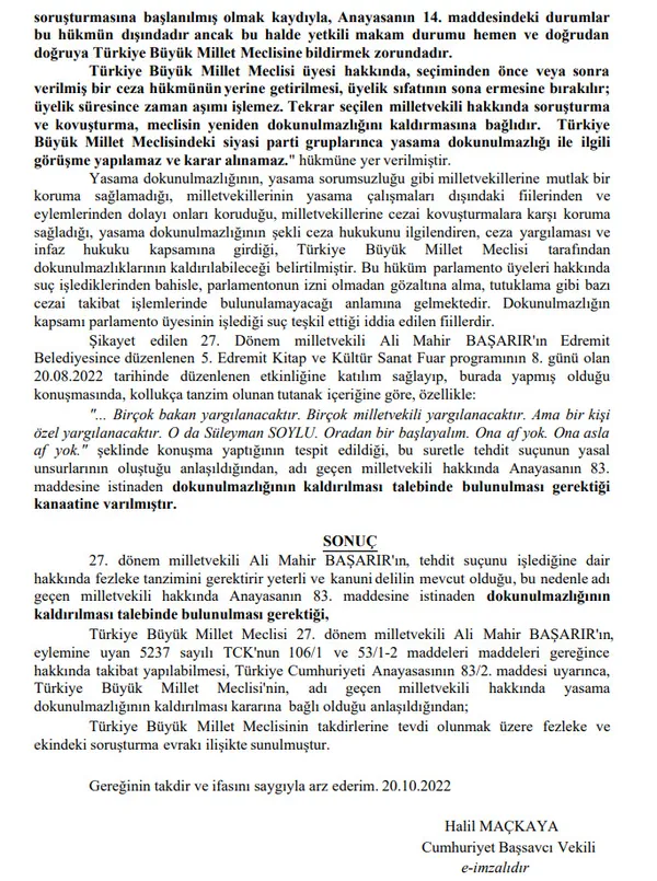 AK Parti ve bakanları tehdit eden CHP’li vekil Ali Mahir Başarır hakkında fezleke hazırlandı