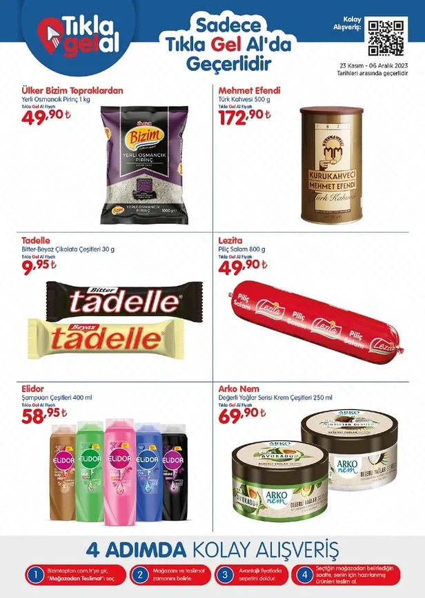 Bizim Toptan Market 29 Kasım indirim kataloğu yayında! Bu ayın son indirim listesindeki ürünler arasında temel gıda uygun fiyata satışta… - 23